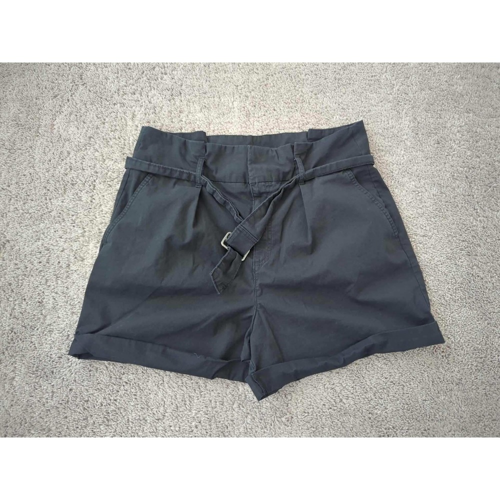 Banana Republic Shorts Womens 14 High Waist Belted Cuffed Black